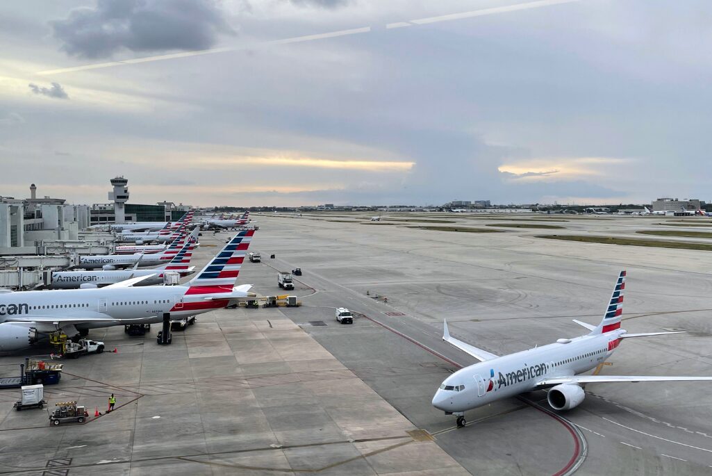 American Airlines aircraft lined up at Miami International Airport