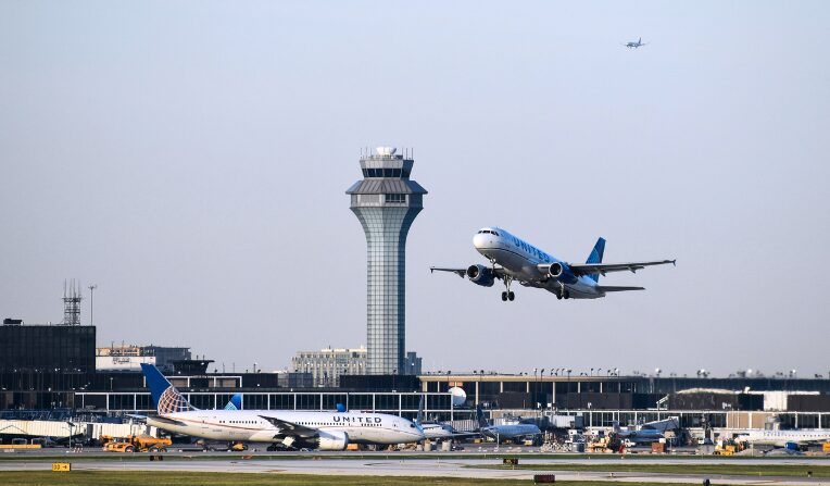 A United Airlines aircraft takes off from Chicago-O'Hare International Airport