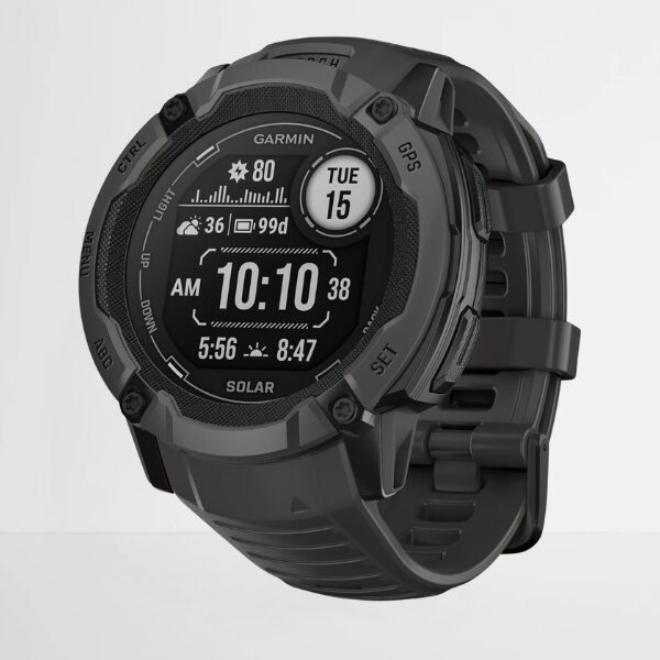 The Garmin Instinct GPS smartwatch in black against a neutral background