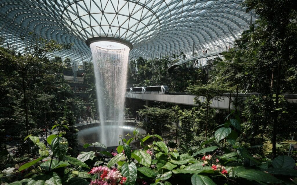 The largest indoor waterfall at Singapore Changi Airport