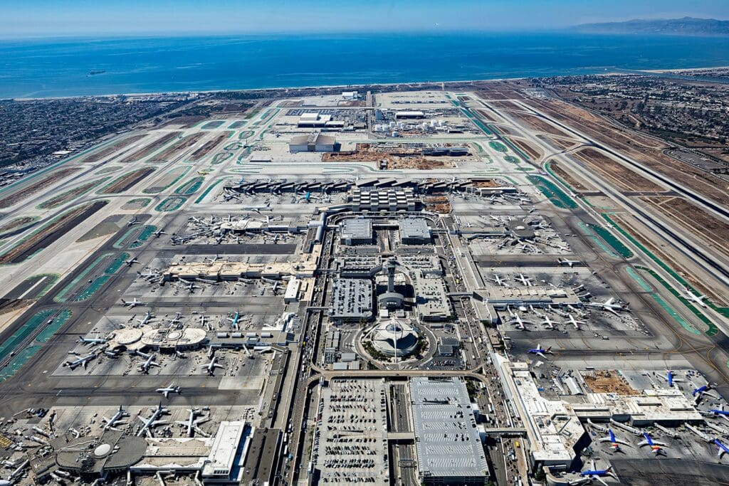 An aerial view of Los Angeles International Airport