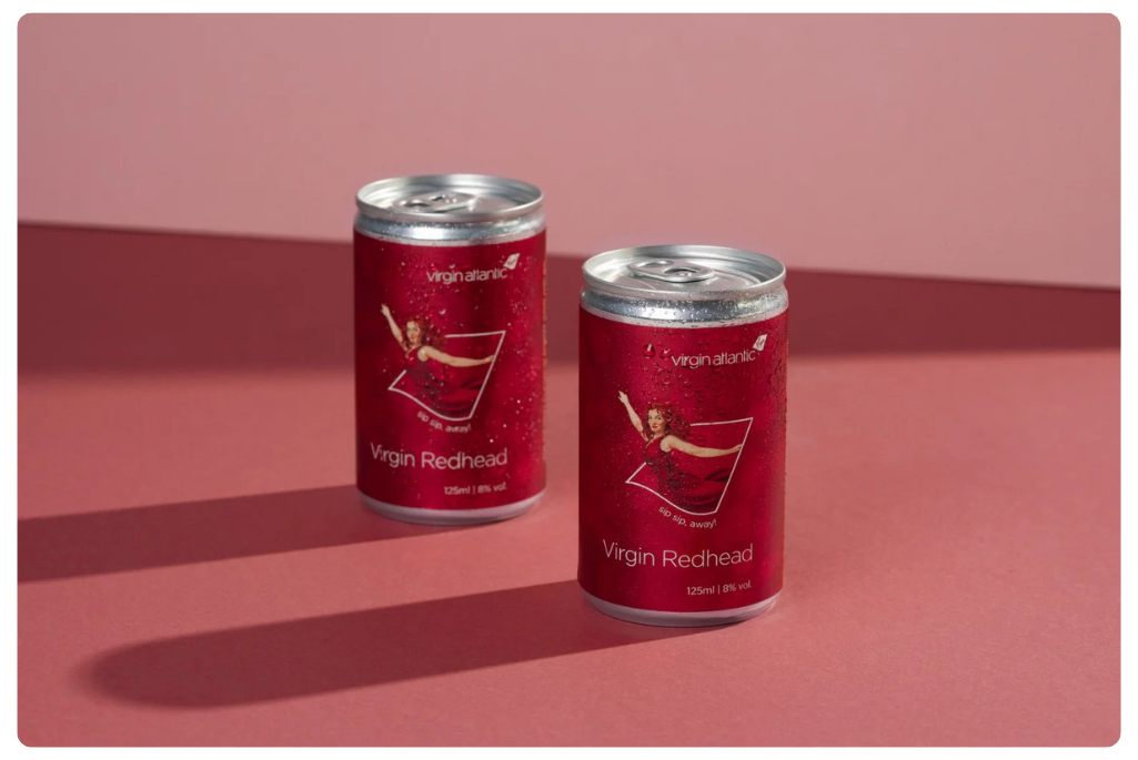 Two cans of Virgin Atlantic's the Virgin Redhead cocktail