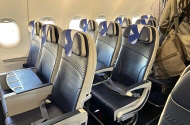 a row of seats in an airplane
