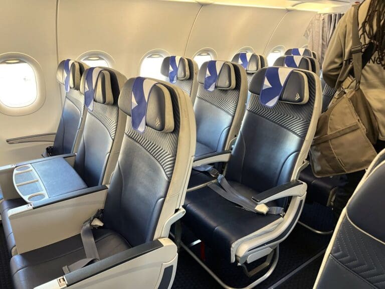 a row of seats in an airplane