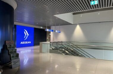an empty airport with escalators