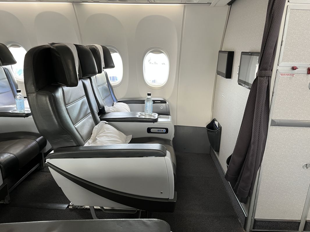 a seat in an airplane