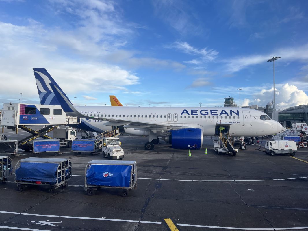 a plane parked on a tarmac