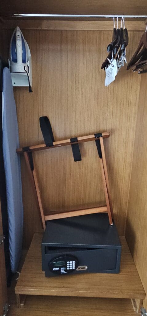 a chair with a strap on the wall