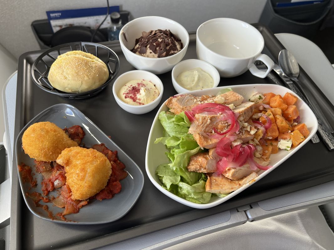 a tray with food on it