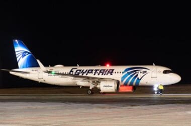 an airplane on the runway