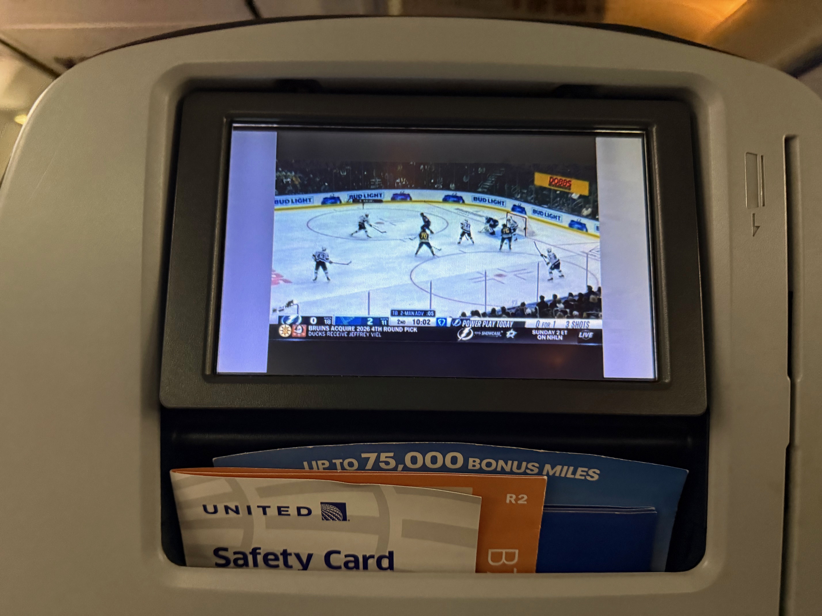 a screen on the United 737-900ER