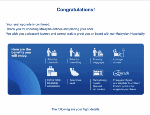 business class upgrade