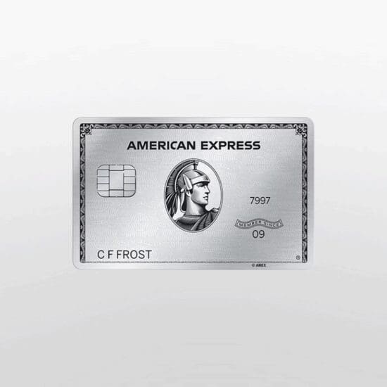 The Platinum Card from American Express featuring silver metallic design and centurion icon at center