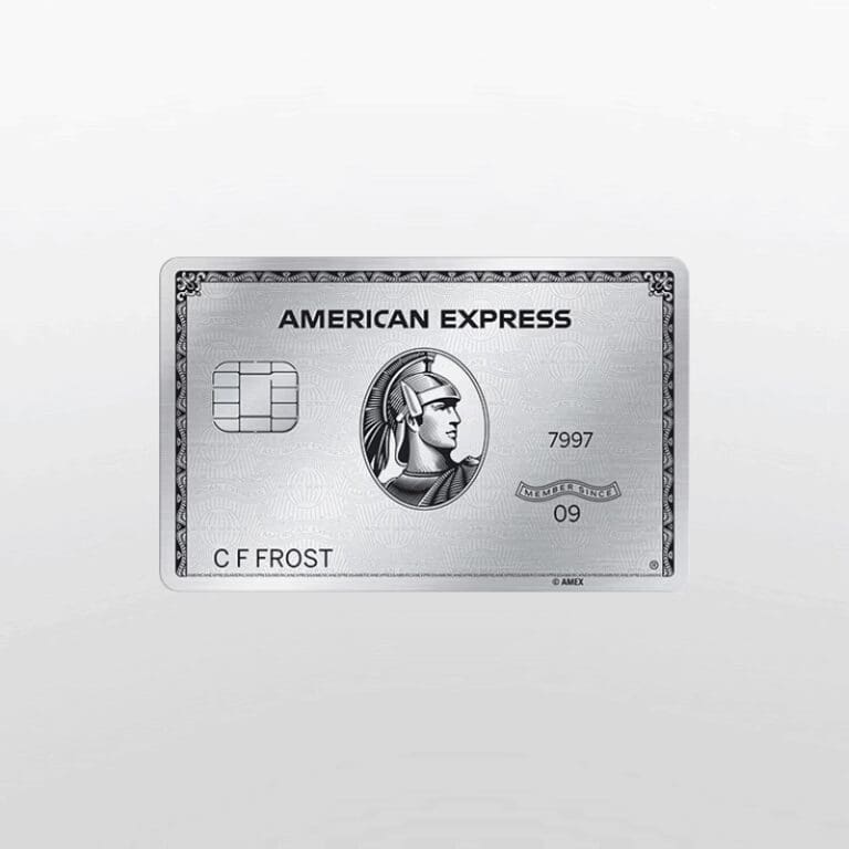 The Platinum Card from American Express featuring silver metallic design and centurion icon at center