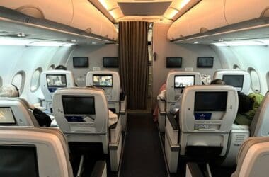 a row of seats in an airplane