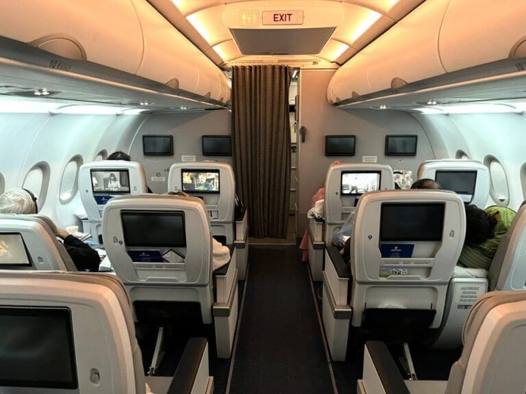a row of seats in an airplane