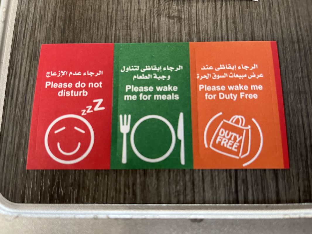 a group of signs on a table