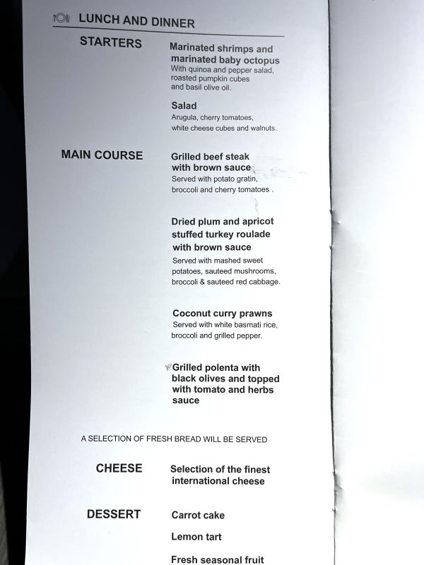 a menu of a restaurant
