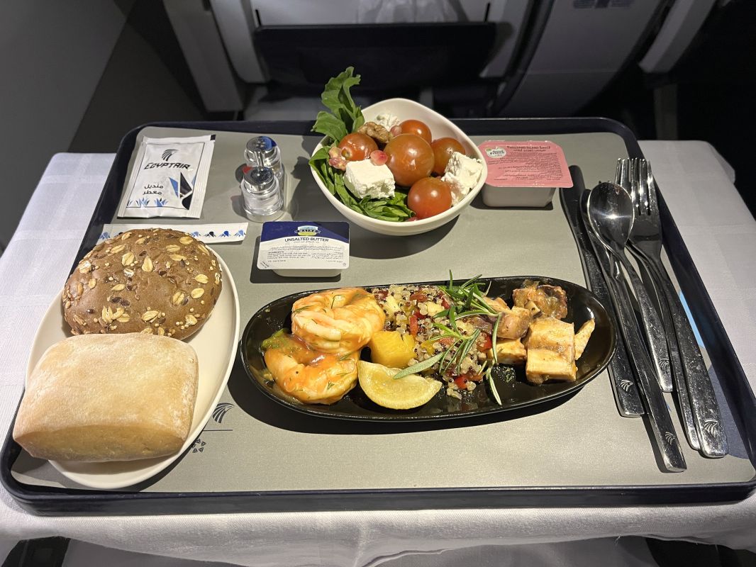 a tray with food on it