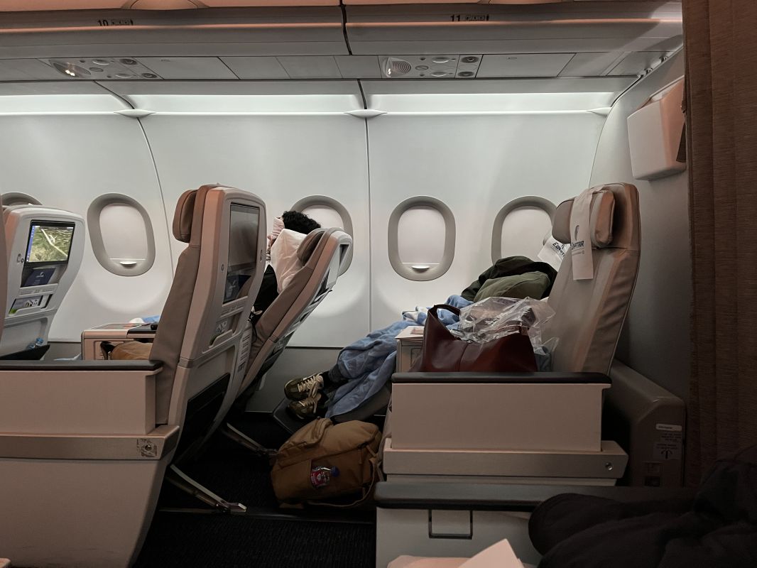 a plane with seats and windows