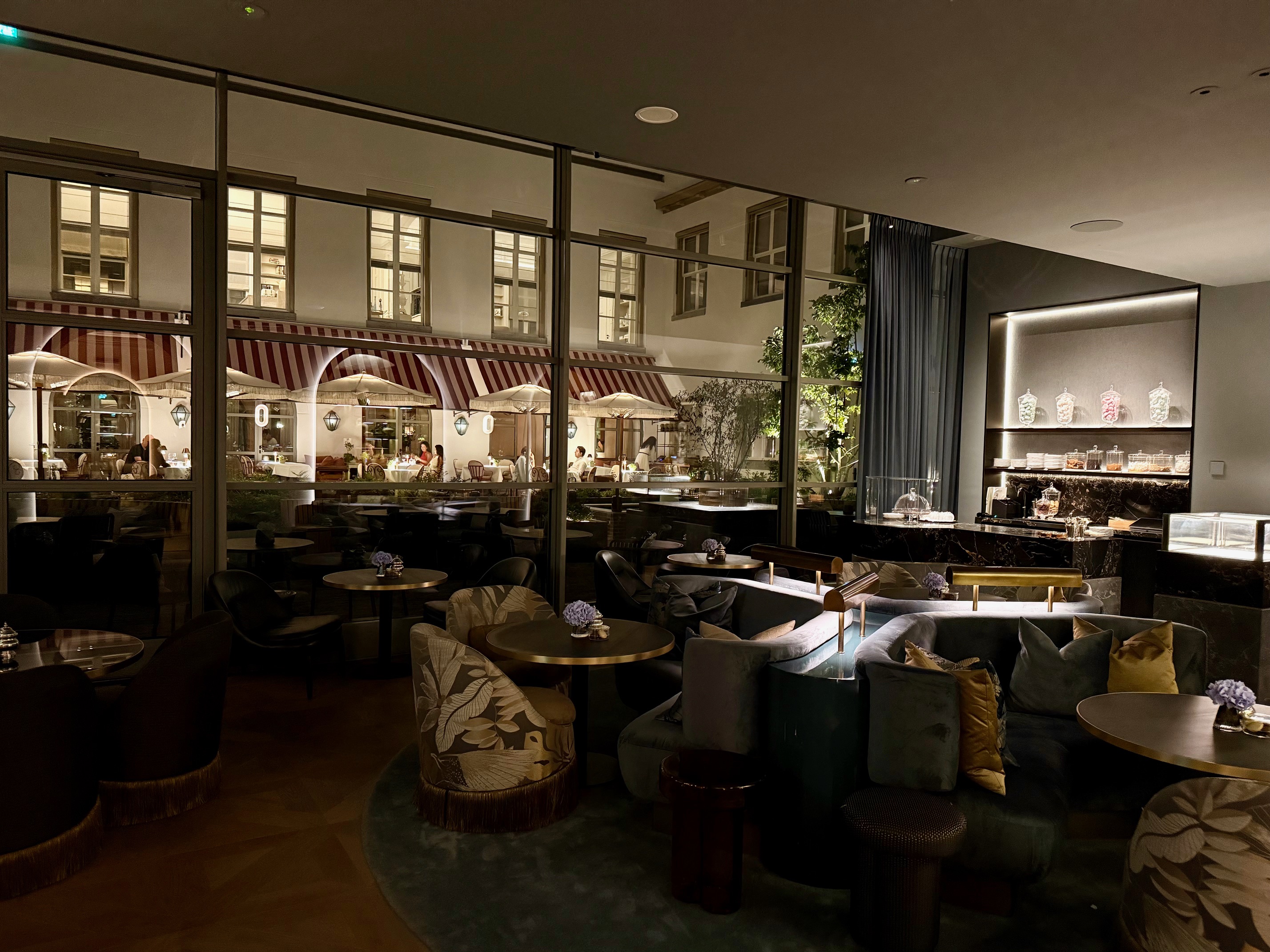 a room with tables and chairs