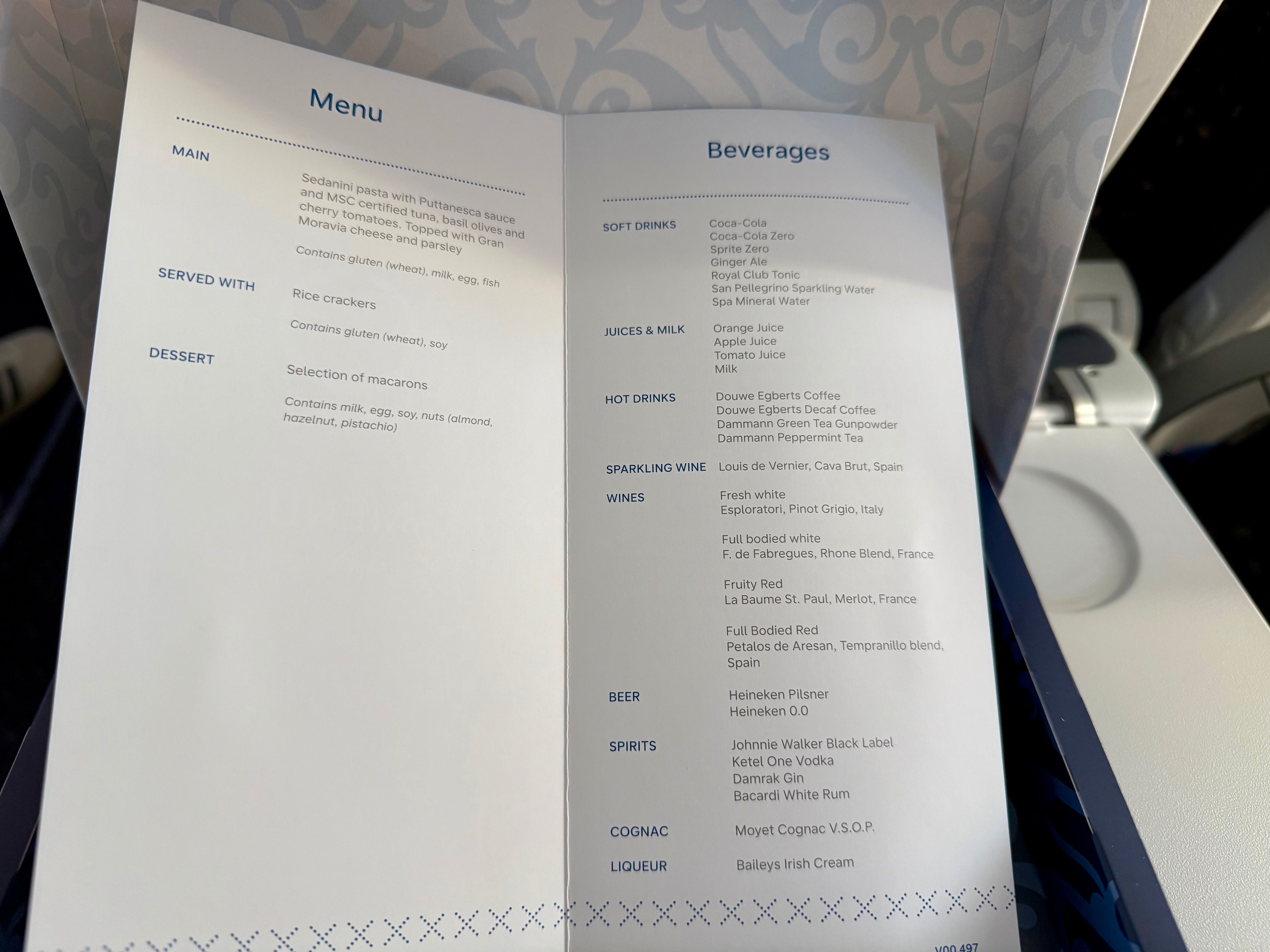 a menu in a restaurant