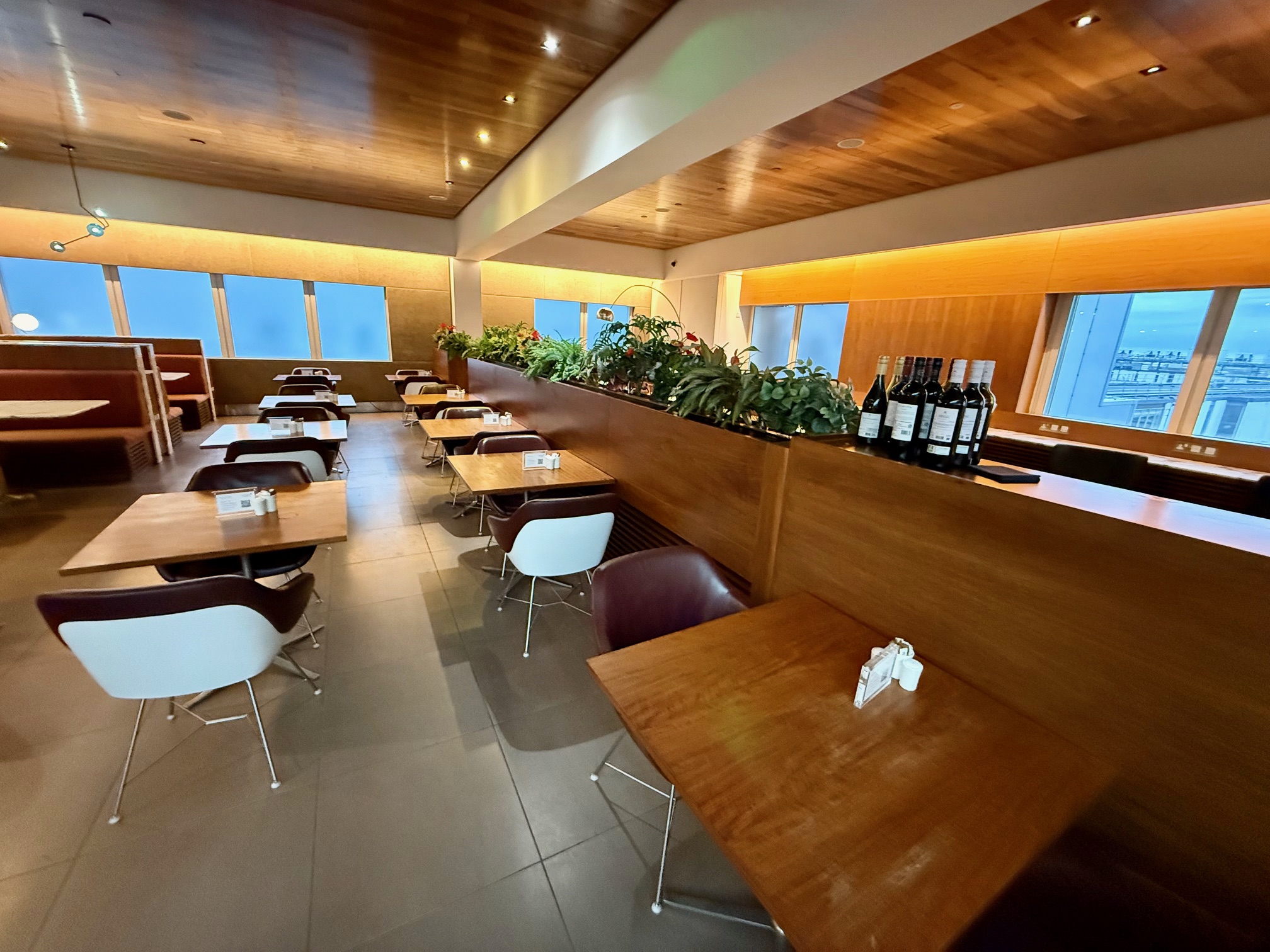 a room with tables and chairs