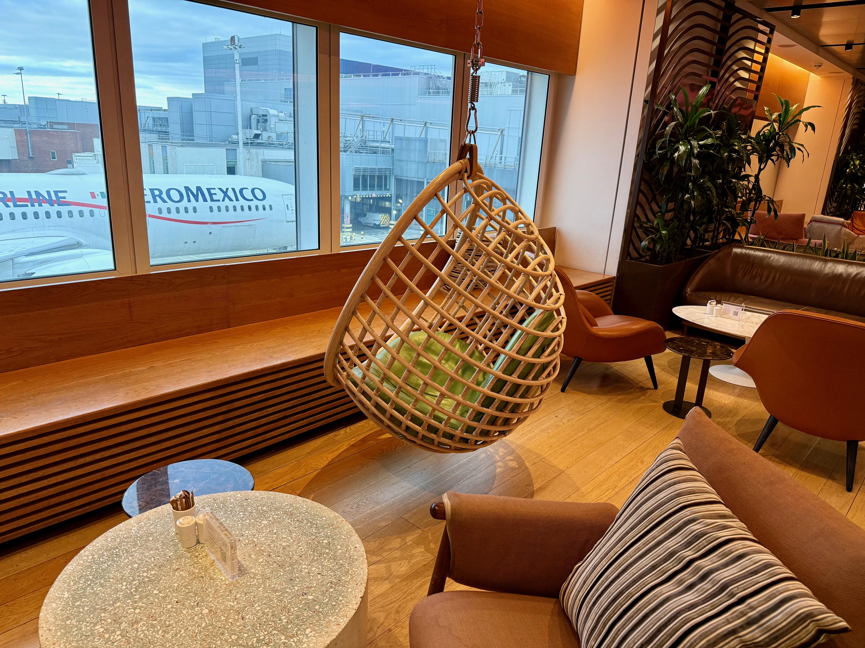 a chair in the Virgin Atlantic Clubhouse London