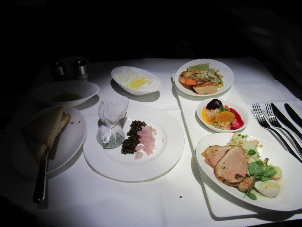 a table with plates of food