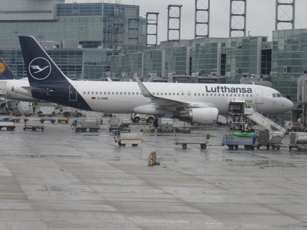 a plane parked at an airport