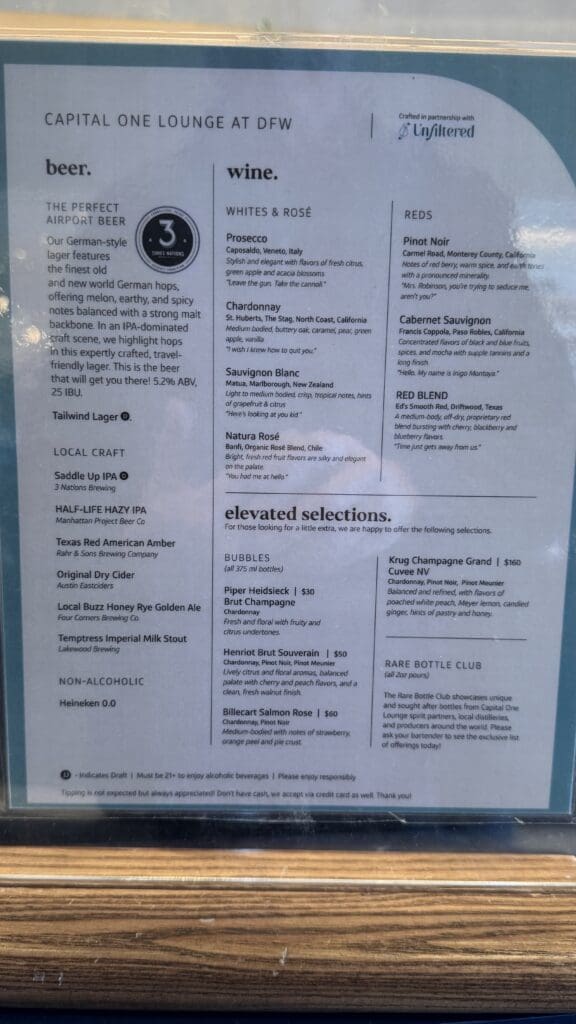 a menu on a glass door