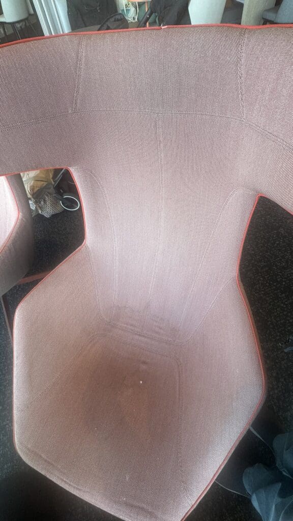 a chair with a red edge