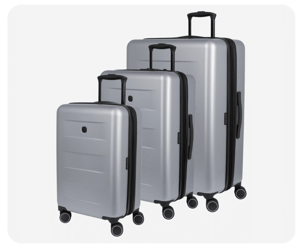 SwissGear 8020 Eclipse 3-Piece Luggage Set in Silver against a neutral background