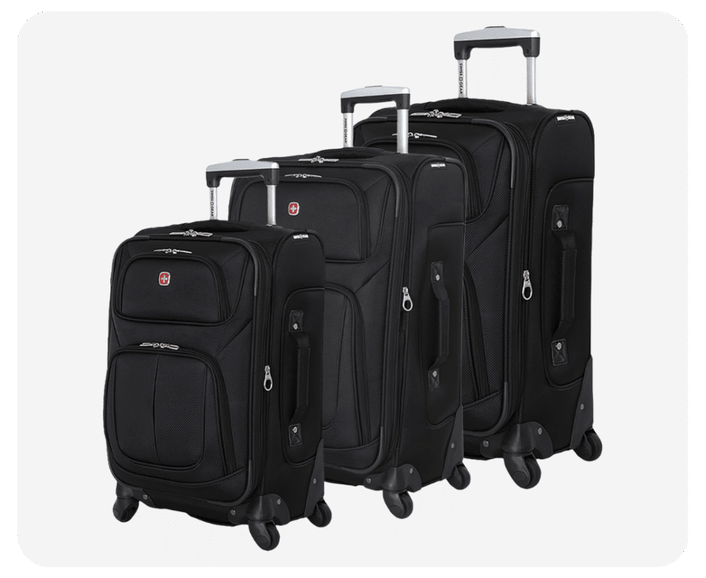 SwissGear Sion Softshell 3-Piece Luggage Set on a neutral background