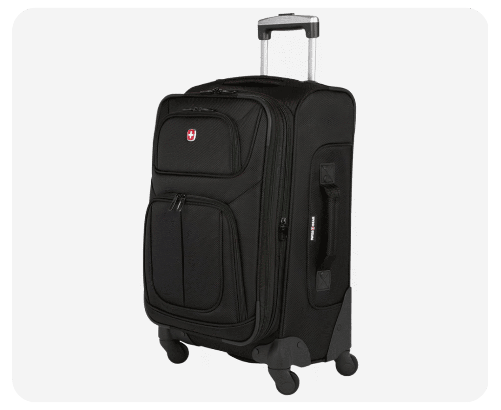 A single SwissGear Sion Softshell Carry-On on a neutral background