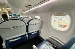 the seats in a BermudAir E175 Economy Cabin