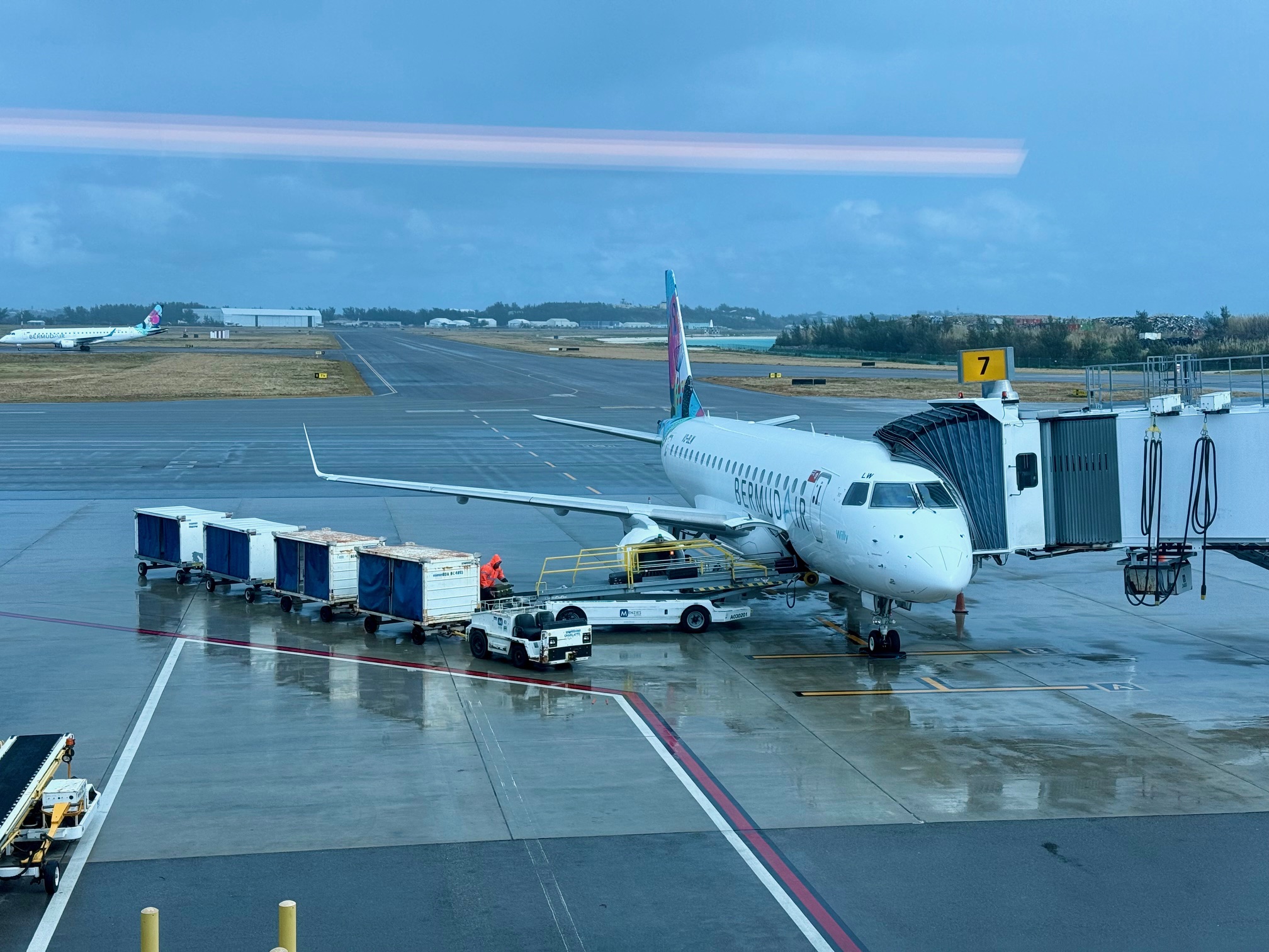a BermudAir airplane on a runway