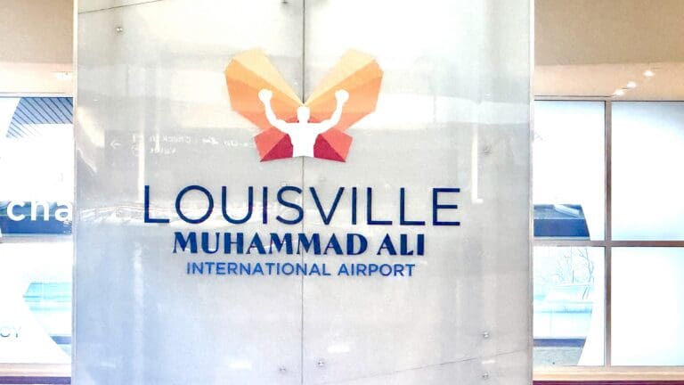 a sign on a glass wall