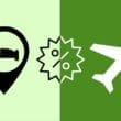 A green background featuring a hotel, discount, and airplane icon representing the post content which is deals on buying miles and points