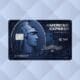 The American Express Blue Cash Preferred Card on a geometric gradient background
